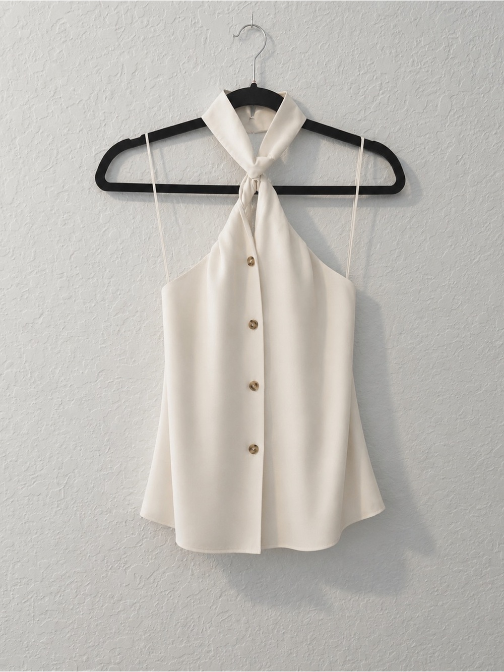 Zara Cream Halter Tie-Neck Button Blouse